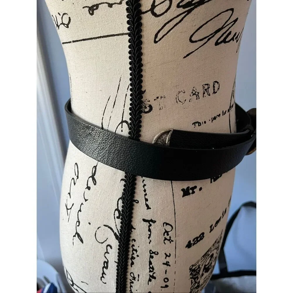 Chico's Black Leather Brown Hardware Women's Small Belt